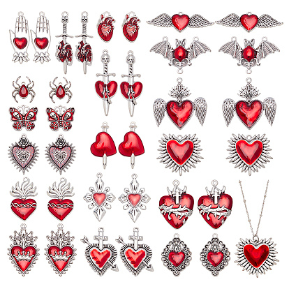 36шт. 18 стили: готический стиль, подвески из цинкового сплава с эмалью, античное серебро