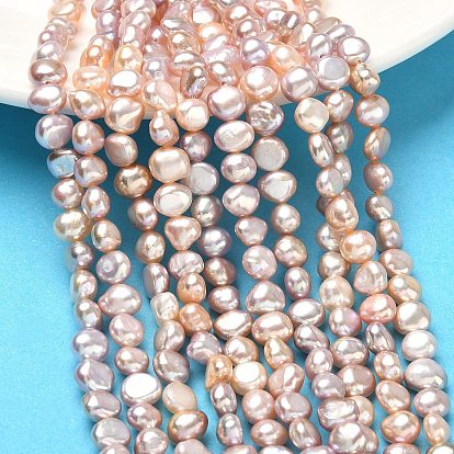 Нити из натурального культивированного пресноводного жемчуга, двух сторон полированной, класс 6а++