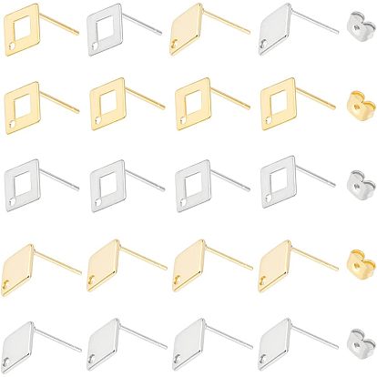 40шт. 4 стиль 304 и 201 фурнитура для сережек-гвоздиков из нержавеющей стали, с отверстием и гайками 20шт.