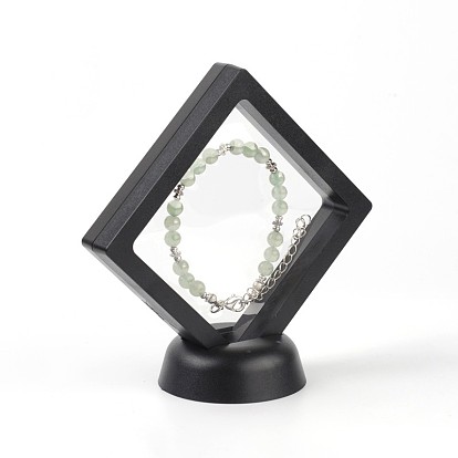 Supports de cadre en acrylique, avec membrane transparente, pour boucle d'oreille, pendentif, affichage de bijoux de bracelet, losange, 12x12.1x5.6 cm