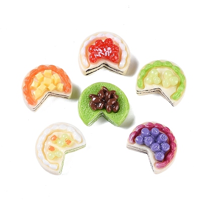 Cabujones decodificados de comida de imitación de resina opaca, pastel de frutas