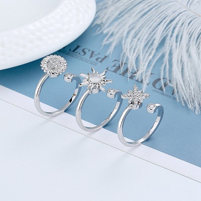 Вращающееся открытое кольцо в виде бабочки с кубическим цирконием, латунные кольца-спиннеры для снятия тревоги и стресса