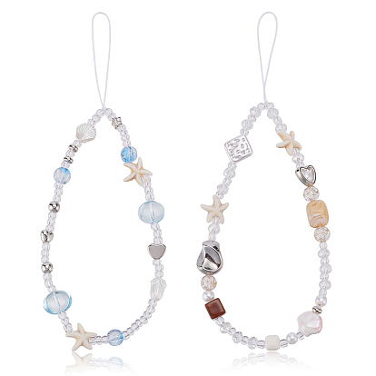 Ремешки для мобильных телефонов из синтетической бирюзы, акрила и стекла, морская звезда