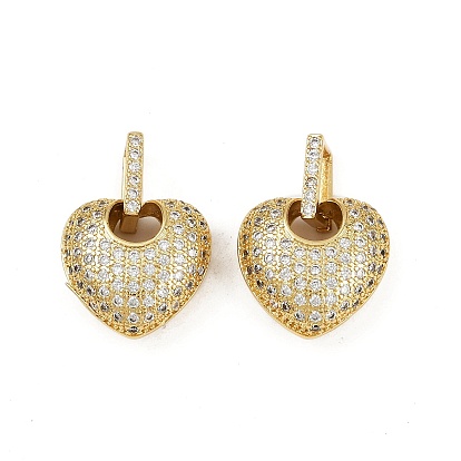Латунные микро проложить кубического циркония подвески, сердце прелести, без кадмия и без свинца, стойки покрытие, долговечный
