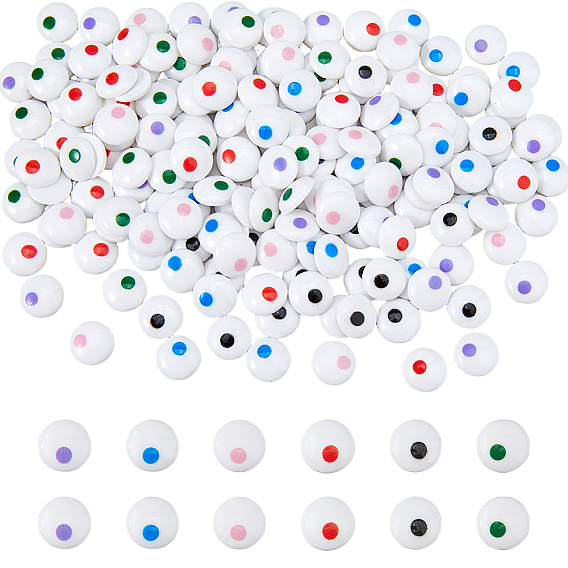 180Pcs 6 Colors Resin Cabochons, Eye