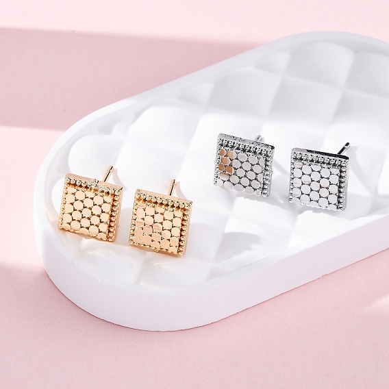 Латунь серьги, квадратный