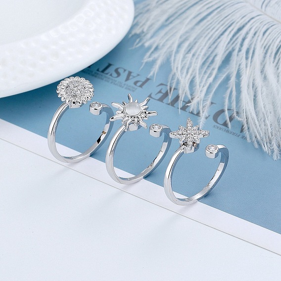 Вращающееся открытое кольцо в виде бабочки с кубическим цирконием, латунные кольца-спиннеры для снятия тревоги и стресса