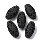 Cinnabar Beads, Carved Lacquerware, Oval with Flower