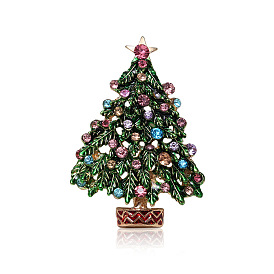 Christmas Tree Brooch - Fashionable Alloy Inlaid Diamond Handmade Oil Drop Brooch