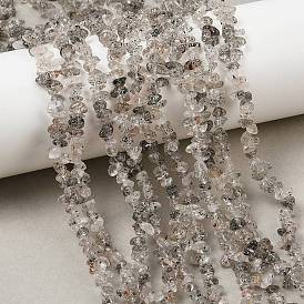 Нити бусин из натурального черного клубничного кварца