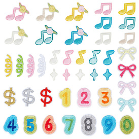 40Pcs Computerized Embroidery Polyester Iron on/Sew on Patches, Costume Accessories, Mixed Shapes