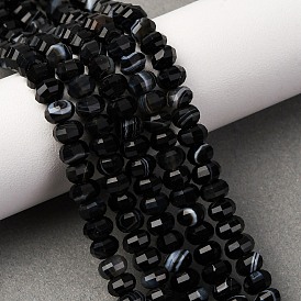 Натуральные полосатые агатовые бусы, окрашенная и подогревом, граненые, тыква