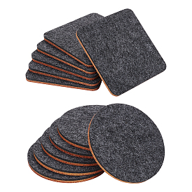 BENECREAT 12Pcs 2 Styles Wool Felt Cup Mat, Felt Coaster, for Drink with Holder, Square & Flat Round