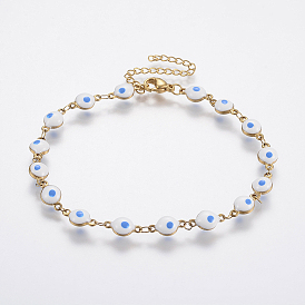 304 из нержавеющей стали ссылка браслеты, с эмалью, злые глаза