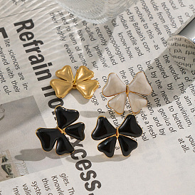 Из нержавеющей стали бабочка серьги стержня, реальный 18 k позолоченный, с эмалью