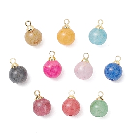 Круглые подвески из потрескавшегося стекла, с латунными чашеобразными перламутровыми дужками, золотые