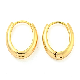 Oval Brass Huggie Hoop Earrings for Women