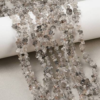 Нити бусин из натурального черного клубничного кварца