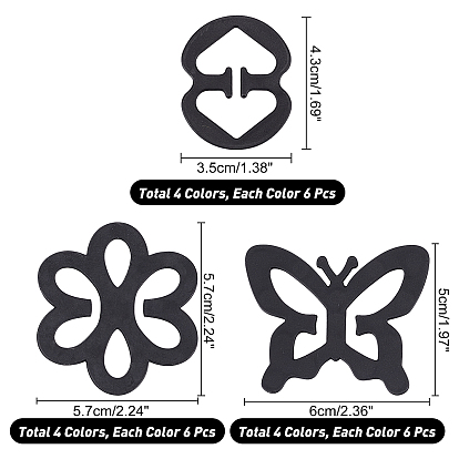 Nbeads 72Pcs 12 Style PP Plastic Buckles, Stealth Buckle, Underwear Accessories, 8-shaped & Flower & Butterfly