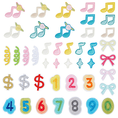 40Pcs Computerized Embroidery Polyester Iron on/Sew on Patches, Costume Accessories, Mixed Shapes