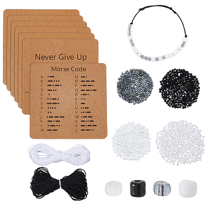 Наборы для самостоятельного изготовления браслетов из стеклянных бусин с азбукой Морзе