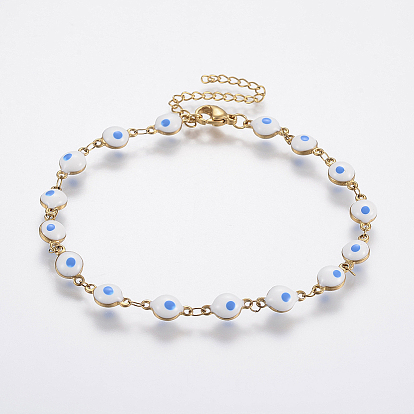 304 из нержавеющей стали ссылка браслеты, с эмалью, злые глаза