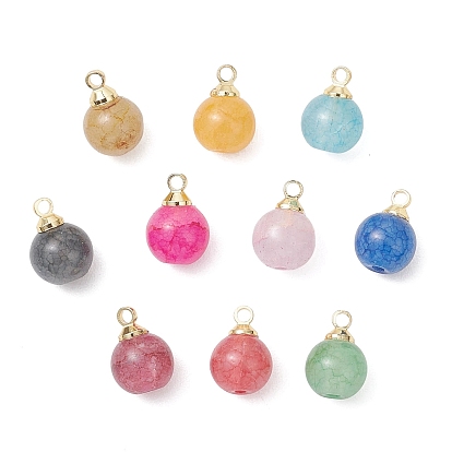 Круглые подвески из потрескавшегося стекла, с латунными чашеобразными перламутровыми дужками, золотые