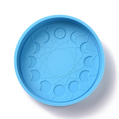 Moules en silicone de qualité alimentaire pour bougies rondes plates à motif de phase de lune, pour la fabrication de bougies parfumées