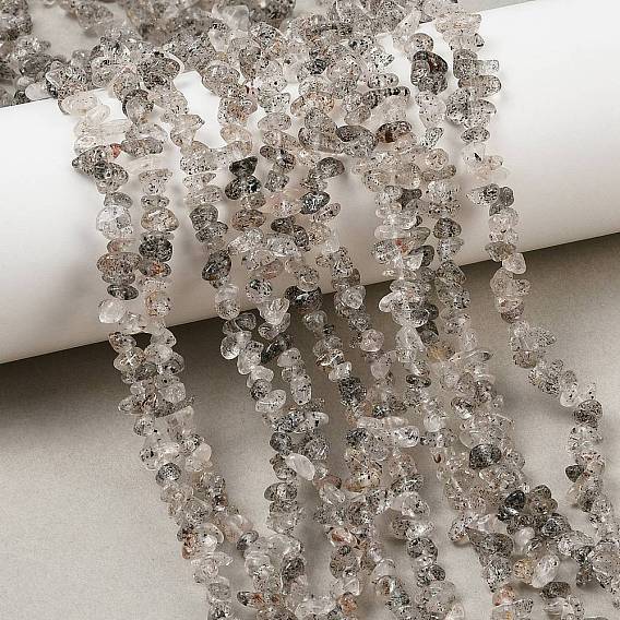 Нити бусин из натурального черного клубничного кварца