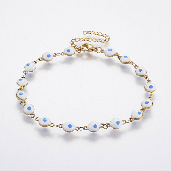 304 из нержавеющей стали ссылка браслеты, с эмалью, злые глаза