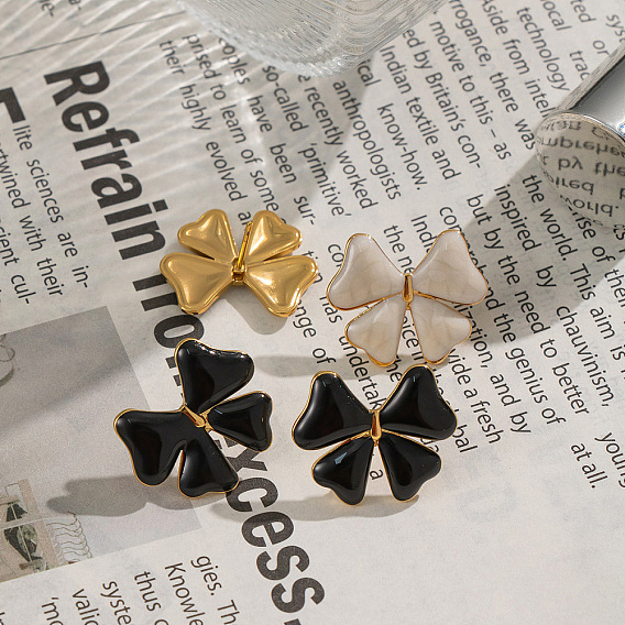 Из нержавеющей стали бабочка серьги стержня, реальный 18 k позолоченный, с эмалью