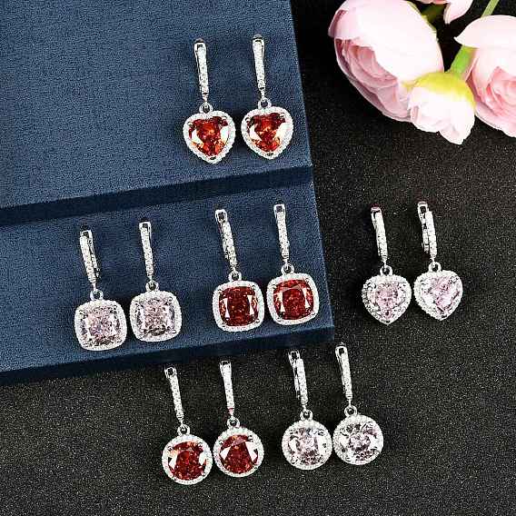 925 серьги-кольца из стерлингового серебра с паве из кубического циркония, Реальная платина