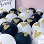 Round with Gold Tone Heart Latex Valentine's Day Theme Balloons, for Party Festival Home Decorations