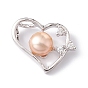 Natural Cultured Freshwater Pearl Pendants, with Brass Micro Pave Cubic Zirconia Findings, Platinum, Heart