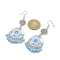 Alloy Ring Chandelier Earrings, Lampwork Flower with Evil Eye Drop Earrings for Women