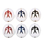 Brass Enamel Beads, Oval with Bird Pattern, Real 18K Gold Plated/Real Platinum Plated