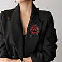Ethnic Style Rose Flower Pins, Gunmetal Alloy Rhinestone Brooch for Women's Sweaters Coats Suit