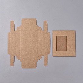 Cajas deslizantes plegables de papel kraft, con cajones de papel de ventana transparente, Rectángulo