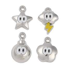 Alloy Enamel Pendants, Platinum, Flower & Cloud & Star & Grenade Charm