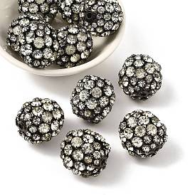 Латунные бусины со стразами , круглые, 30 мм, отверстие : 3 мм