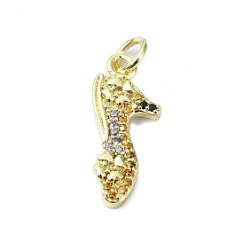 Brass Micro Pave Colorful Cubic Zirconia Pendants, Shoes