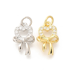 Латунные микропаве прозрачные подвески с фианитом, с целью перехода в кольце, долговечный, без свинца и без кадмия, бантом прелести