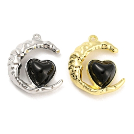 Alloy with Glass Pendants, Moon & Heart Charms