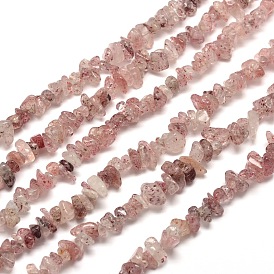 Fraise naturelle pépites de quartz rangées de perles, 5~8x5~8mm, Trou: 1mm, environ 31.5 pouce
