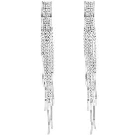 Серьги-люстры с кисточками в стиле бохо, кубический цирконий, длинные серьги, подвесные серьги с кристаллами, длинные серьги-цепочки, длинные серьги с кисточками из горного хрусталя для женщин