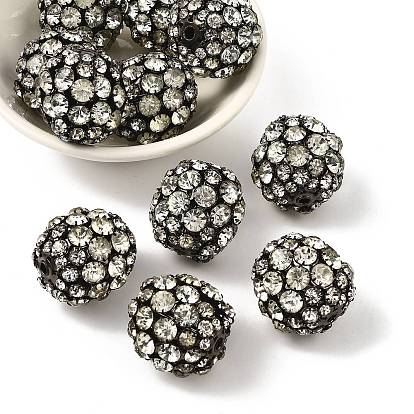 Латунные бусины со стразами , круглые, 30 мм, отверстие : 3 мм