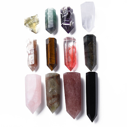Décoration de pendule de colonne de cristal de prisme hexagonal en pierre mélangée naturelle, baguettes de pierre de guérison, pour reiki chakra méditation thérapie déco