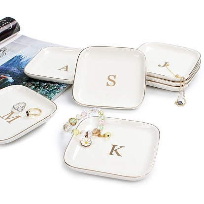 Керамическая ювелирная тарелка, лоток для хранения, органайзер для косметических украшений, квадратный