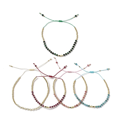 Gemstone Braided Bead Bracelets, with Nylon Cord