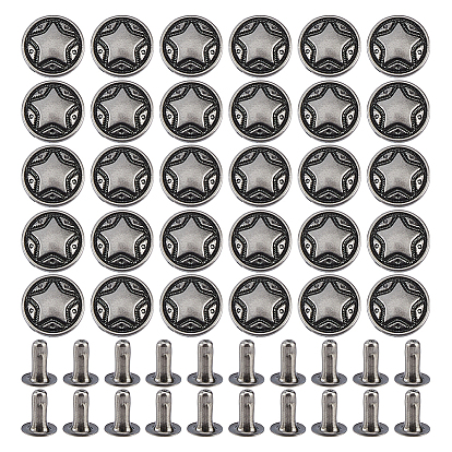 120 Bolsas de remaches decorativos de aleación de zinc, remache de colisión, para manualidades en cuero, estrella